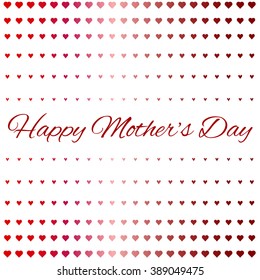 Pattern with red hearts on white backgrounds. Happy Mother's Day. Vector illustration.