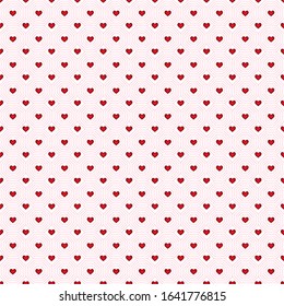 pattern red hearts in outline red hexagon, pink background, Vector illustration