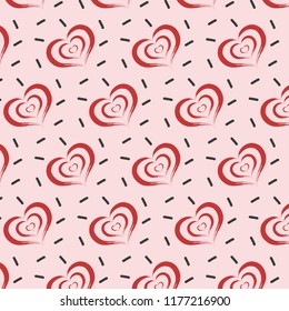 Pattern Red hearts Vector illustration. Symbol love and Valentine's Day background. red heart on white background