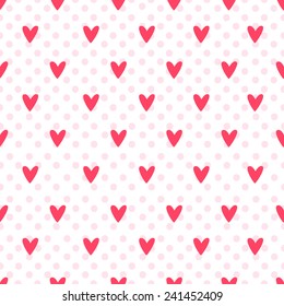 Pattern with red hearts for wrapping paper