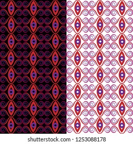 pattern in red on white and black background
