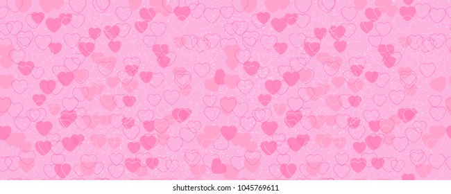 The pattern of red and pink hearts. Horizontally and vertically seamless background. Isolated. In vector