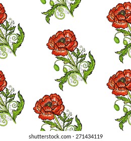 pattern of red poppies