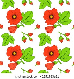 pattern of red poppies with buds