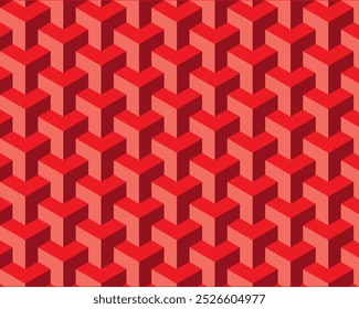 Un patrón de fondo de cuadrados rojos. Parece ser un diseño de azulejos. Abstractas, fondo, cuadrado, rojo, patrón, textura, diseño, apariencia, sin costuras, azulejo. Ilustración vectorial.