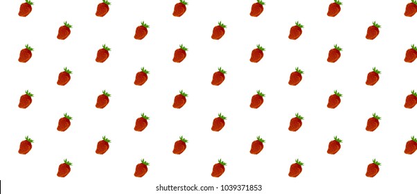 pattern with red strawberries on white background