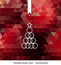 Pattern of red triangles. Colorful mosaic banner. Retro triangle background. Christmas tree made ??of circles. Vector illustration