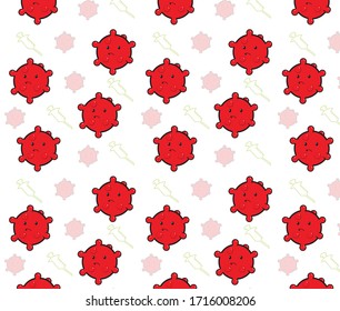 pattern red virus covid-19 and sringe clean background cute