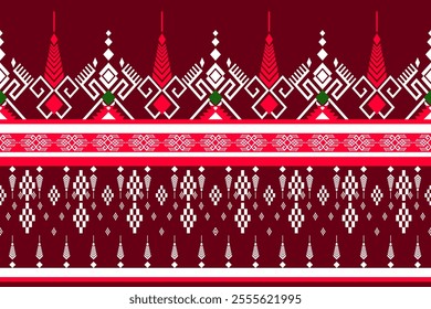 pattern with red and white stripes. ethnic patterns that incorporate elements of tribal geometric patterns and floral motifs are used in weaving, carpets,batik, fabrics and embroidery illustrations