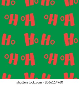 un patrón de la palabra roja que en un fondo verde para Navidad. la palabra dibujada a mano que en rojo se coloca al azar sobre un fondo verde para una plantilla de diseño de Navidad y Año Nuevo
