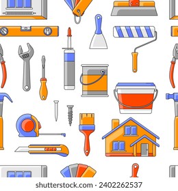 Pattern with repair working tools. Equipment for construction industry and business.