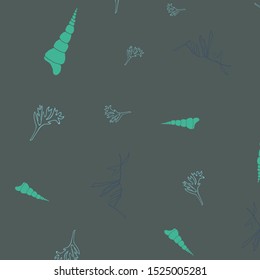 Pattern repeat of shells and seaweed found on the south coast of England in the summer.