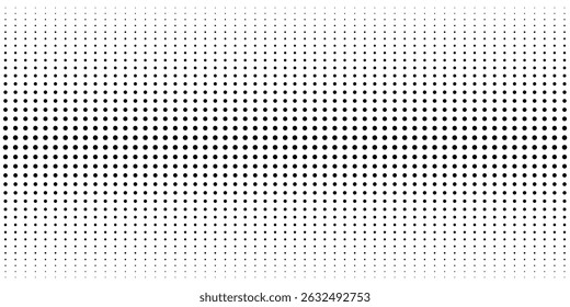 Pattern with repeated round dots. Simple background with halftone gradient effect. Minimalistic abstract geometric print. Fading dotted texture. Vector graphic illustration.