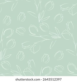 The pattern is a repeating design on a red background. The design consists of stylized branches painted in golden yellow, small rounded "leaves" or "berries" at the ends of short stems. 
