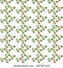 The pattern with repeating stylized garnet fruits and leaves on white background. Simple design with hand drawn fruits of garnet is perfect for prints on wrapping paper and decorations