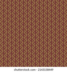 Pattern resulting from a chain of decorative elements, short and twisted lines with variable thickness, alternating in golden and purple. Wallpaper texture.