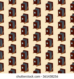 Pattern with retro camera in doodle style