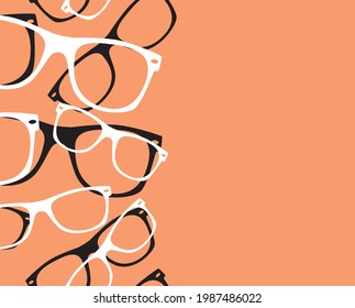 Pattern retro hipster sunglasses. vector abstract background. Glasses frames