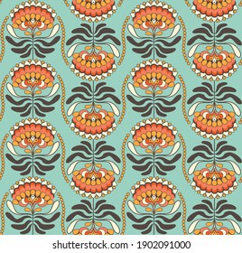 Pattern retro seamless vintage with design floral elements.