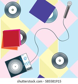 Pattern of retro templates for karaoke, disco, party, singing 