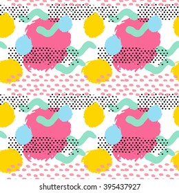 Pattern of retro vintage 80s or 90s style. Memphis abstract seamless pattern background.