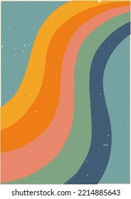 Pattern with retro waves. Fashion vintage poster. Greeting card design. Colorful vector wallpaper. Vector template. Vector boho background. Rainbow 60s, 70s, hippie vector.