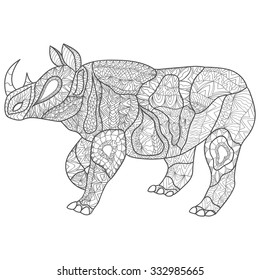 Pattern rhino in zentangle style