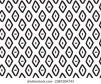 Pattern rhombus black in sketch style, hand drawn on a transparent background. Abstract design, ethnic geometric shape ornament