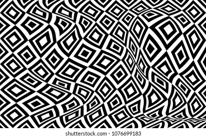 The pattern of rhombuses is black and white geometric illusion, the figure is a tissue cell.
