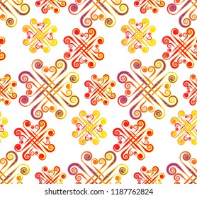 pattern of rhombuses with curls, seamless, isolated on white background 