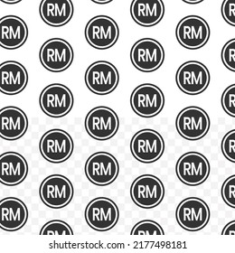 Pattern of Ringgit currency in white background with mini doodle (icons). Vector Illustration