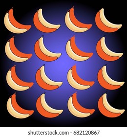 Pattern of ripe bananas on a purple background