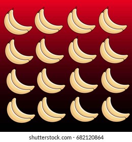 Pattern of ripe bananas on a red background