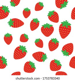 Pattern. Ripe fresh tasty strawberry isolated on a white background. Beautiful red strawberries.