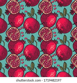Pattern of ripe, juicy pomegranates