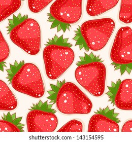 pattern with ripe strawberry on a yellow background. vector illustration 