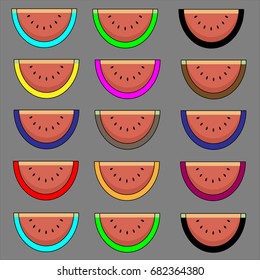 Pattern of ripe watermelons on a gray background