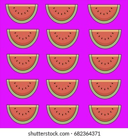 Pattern of ripe watermelons on a pink background