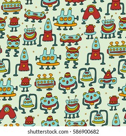 A pattern of robots - aliens. Vector illustration.