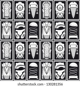 Pattern robots, vector illustration