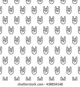 Pattern with Rock n Roll hand sign icon