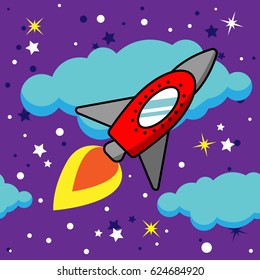 Pattern of rocket and blue color.