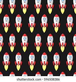 Pattern with rocket. Seamless vector texture for baby things.

