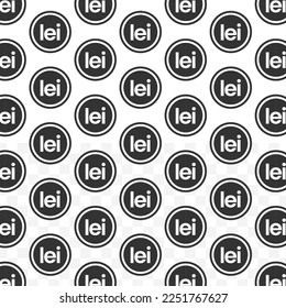 Pattern of romanian leu coin in white background with mini doodle (icons). Vector Illustration