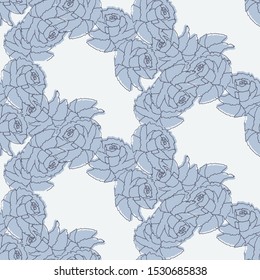 pattern rose blue traditional light color carnations floral