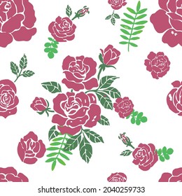 pattern with rose flowers and leaves vector, suitable for bedding, curtains, textiles, fabric, covers, wallpapers etc ...