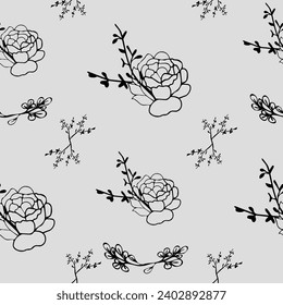 Pattern with rose. Vector. Wallpaper, wrapping paper,fabric.