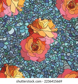 Pattern rose yellow background illustration.