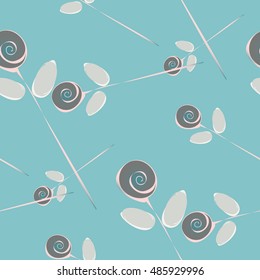 Pattern of roses. Blue flowers, white leaves, long stems on a blue background. Seamless texture. Seamless pattern. Suitable for packaging, labels, business cards, Wallpaper and fabrics.