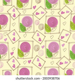 pattern with roses of delicate color 